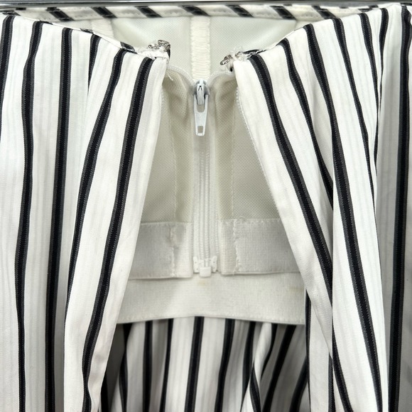 CAROLINE CONSTAS Carmen Tiered Off the Shoulder Top Womens XS White Black Stripe - Picture 11 of 16